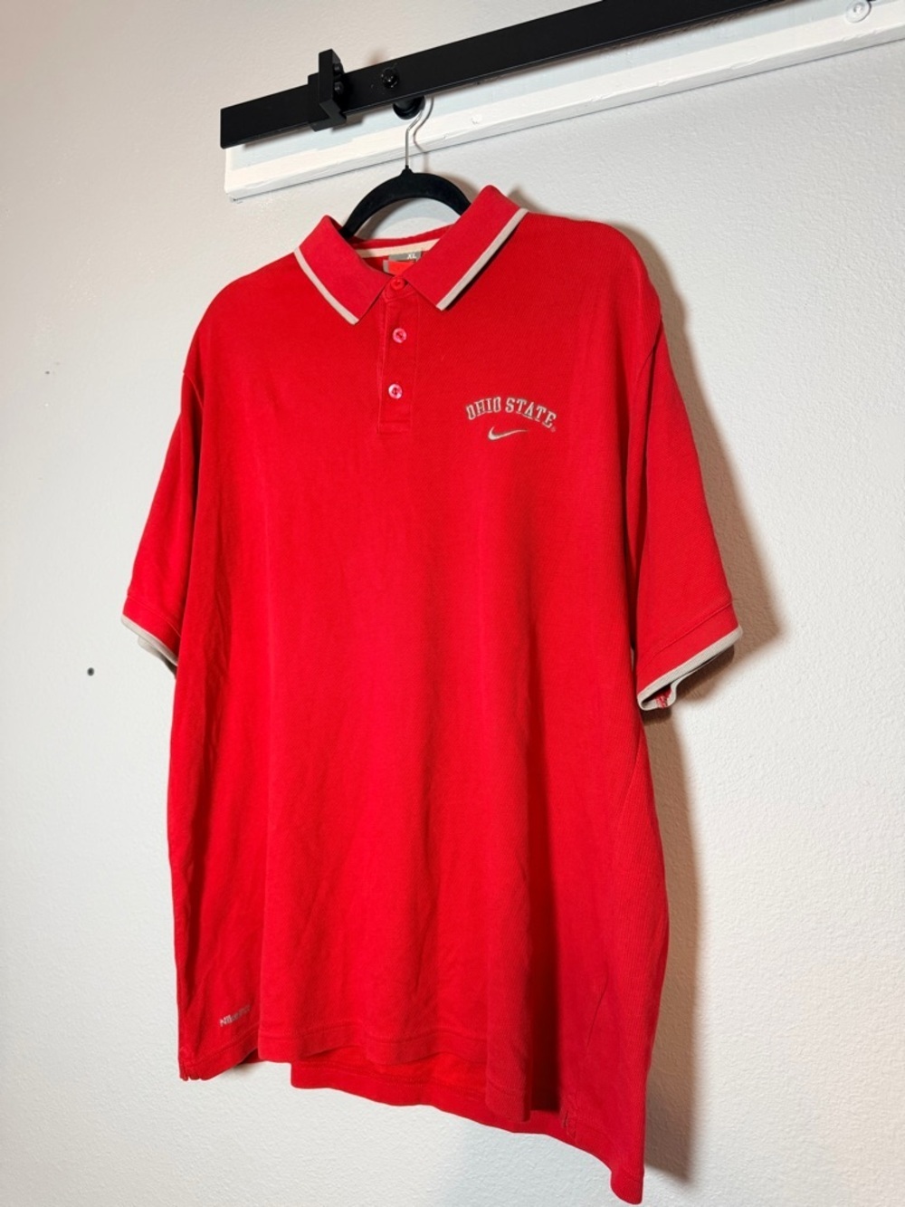 Nike Mens Ohio State Polo XL Red Embroidered Short Sleeve Buckeyes FitDry